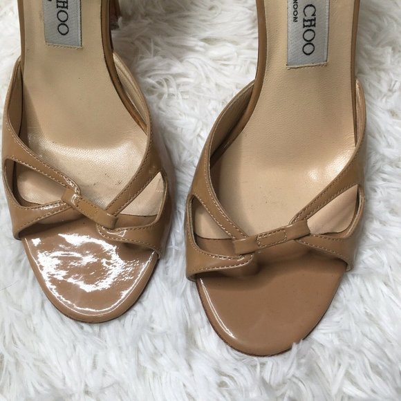 Jimmy Choo 40 US 10 Nude Open Toe Beige Heels - Picture 3 of 10